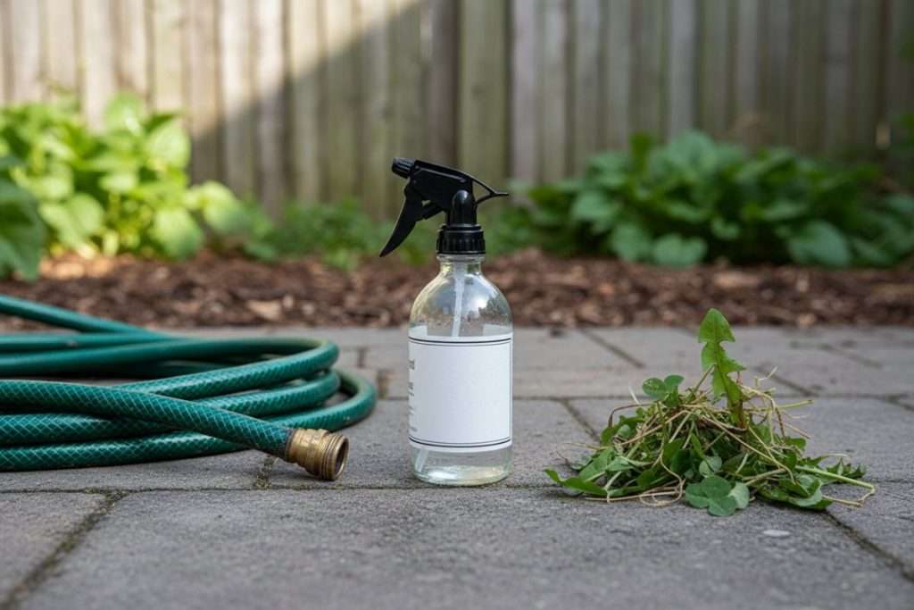 Désherbant naturel : vinaigre, sel, liquide vaisselle à bon escient